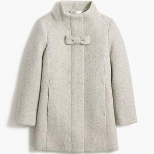 J. Crew Girls/Petite Wool Blend Bow Grey Coat Size 14 NWOT